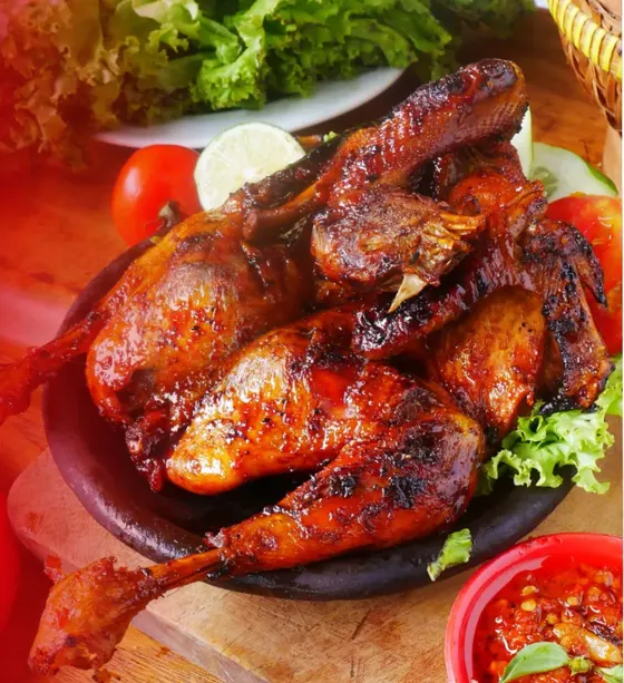 Ayam bakar dengan sambal khas Ayam Bakar Pak D